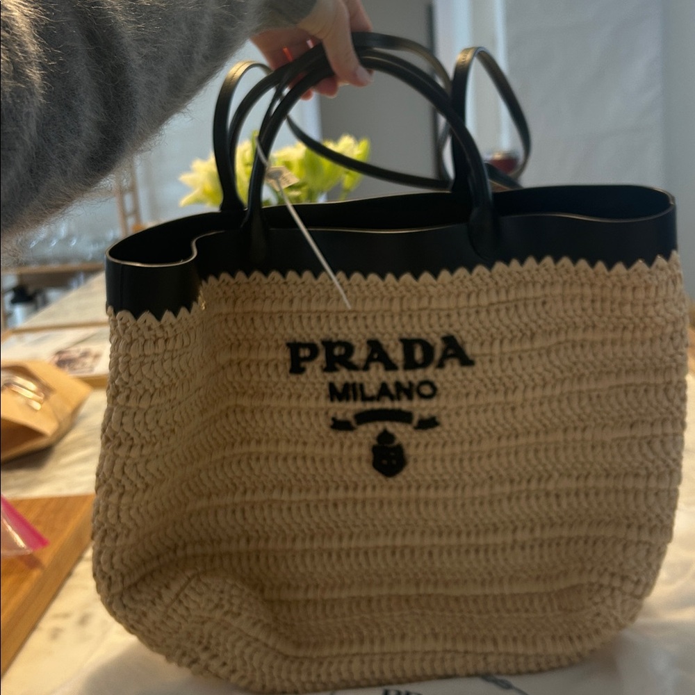 Prada Medium Crochet and Leather Tote Bag - Picture 12 of 12